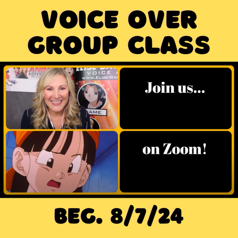 Voice Over Class - Beg. Aug. 7, 2024 - 5 Weeks Over 6 Week Period on Zoom